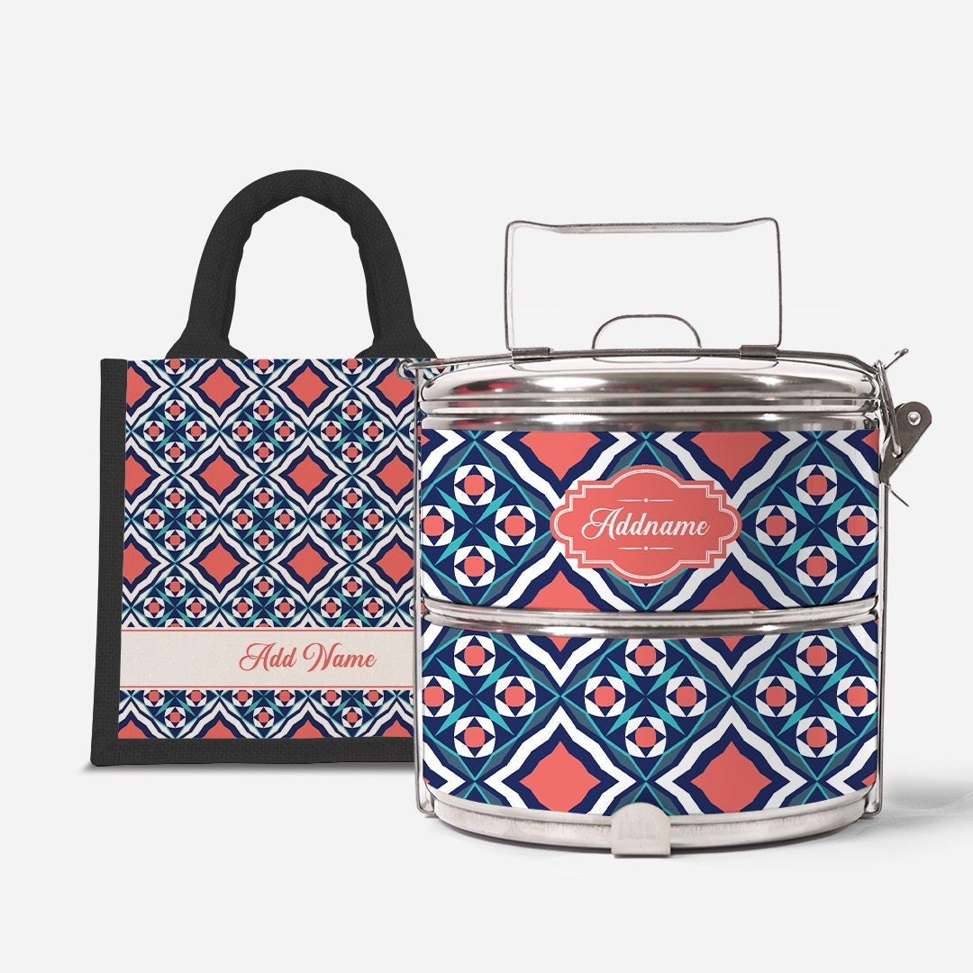 Moroccan Series - Chihab  - Lunch Tote Bag with Two-Tier Tiffin Carrier