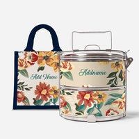 Deborah Series - Taupe - Lunch Tote Bag with Two-Tier Tiffin Carrier