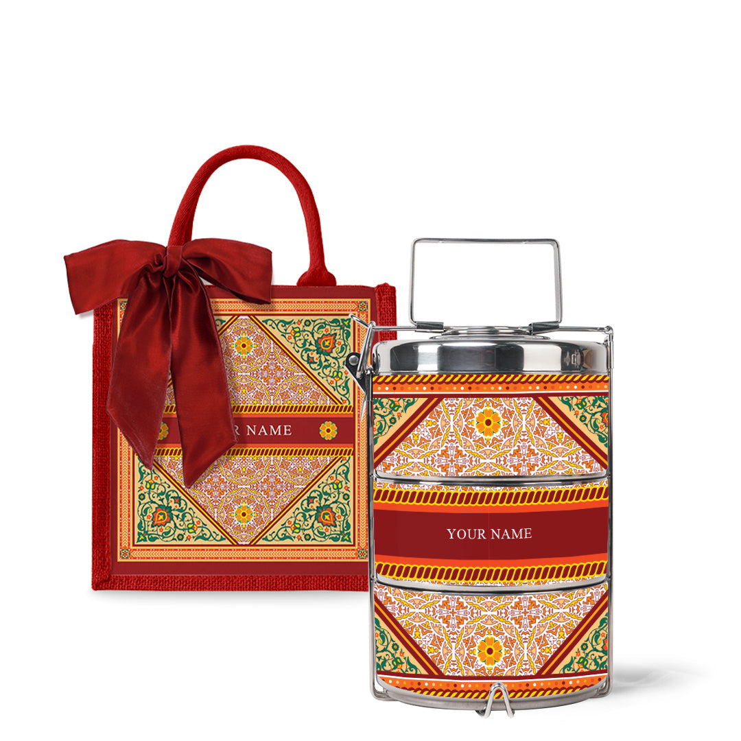 Floral - Lunch Tote Bag with Tiffin Carrier