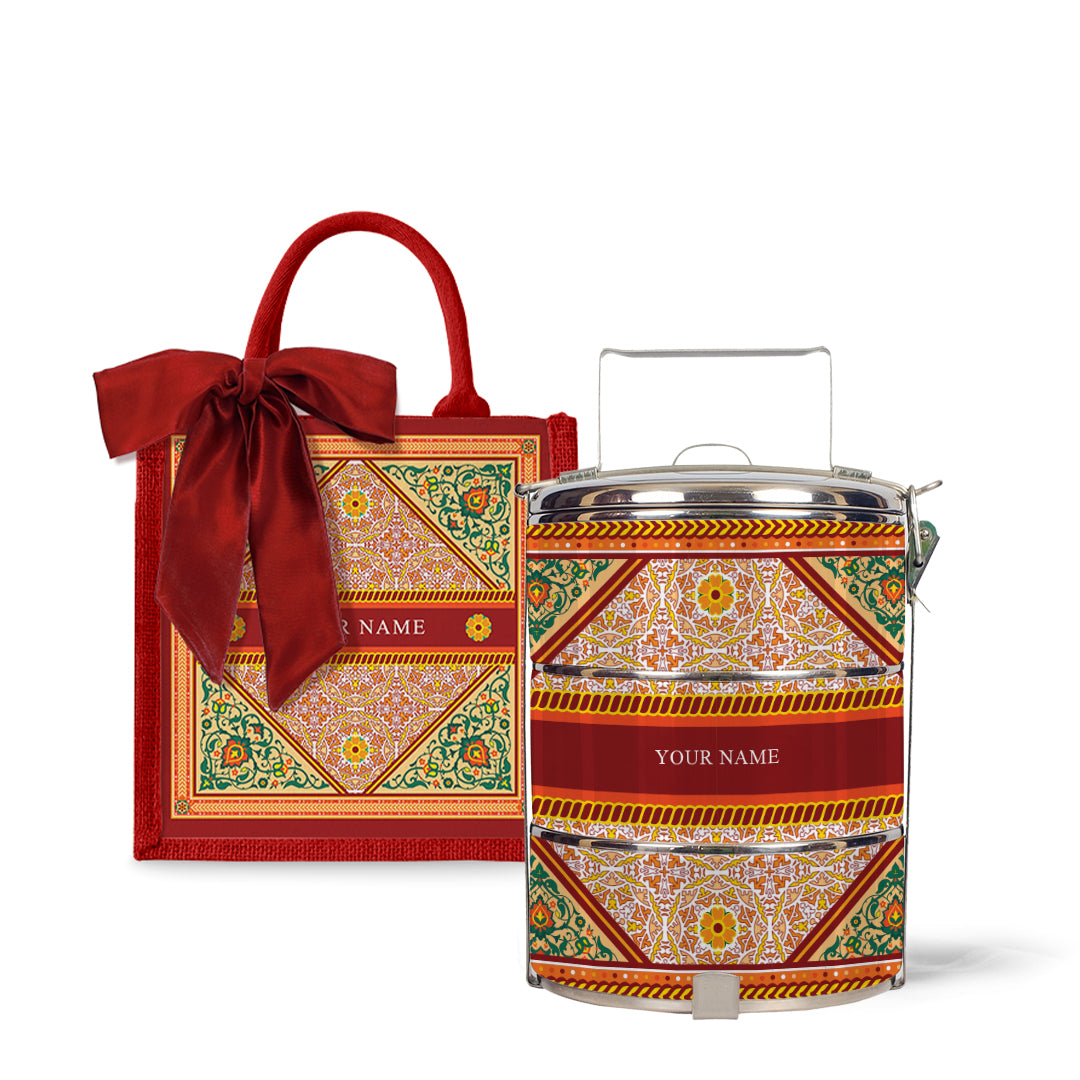 Floral - Lunch Tote Bag with Tiffin Carrier