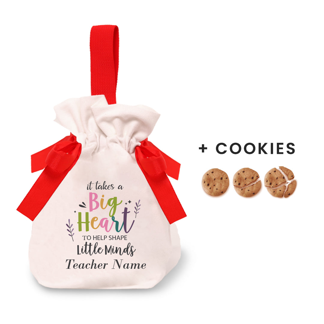 Teacher Quote - Teachers Treat Pouch Bag Set - It Takes A Big Heart To Help Shape Little Minds