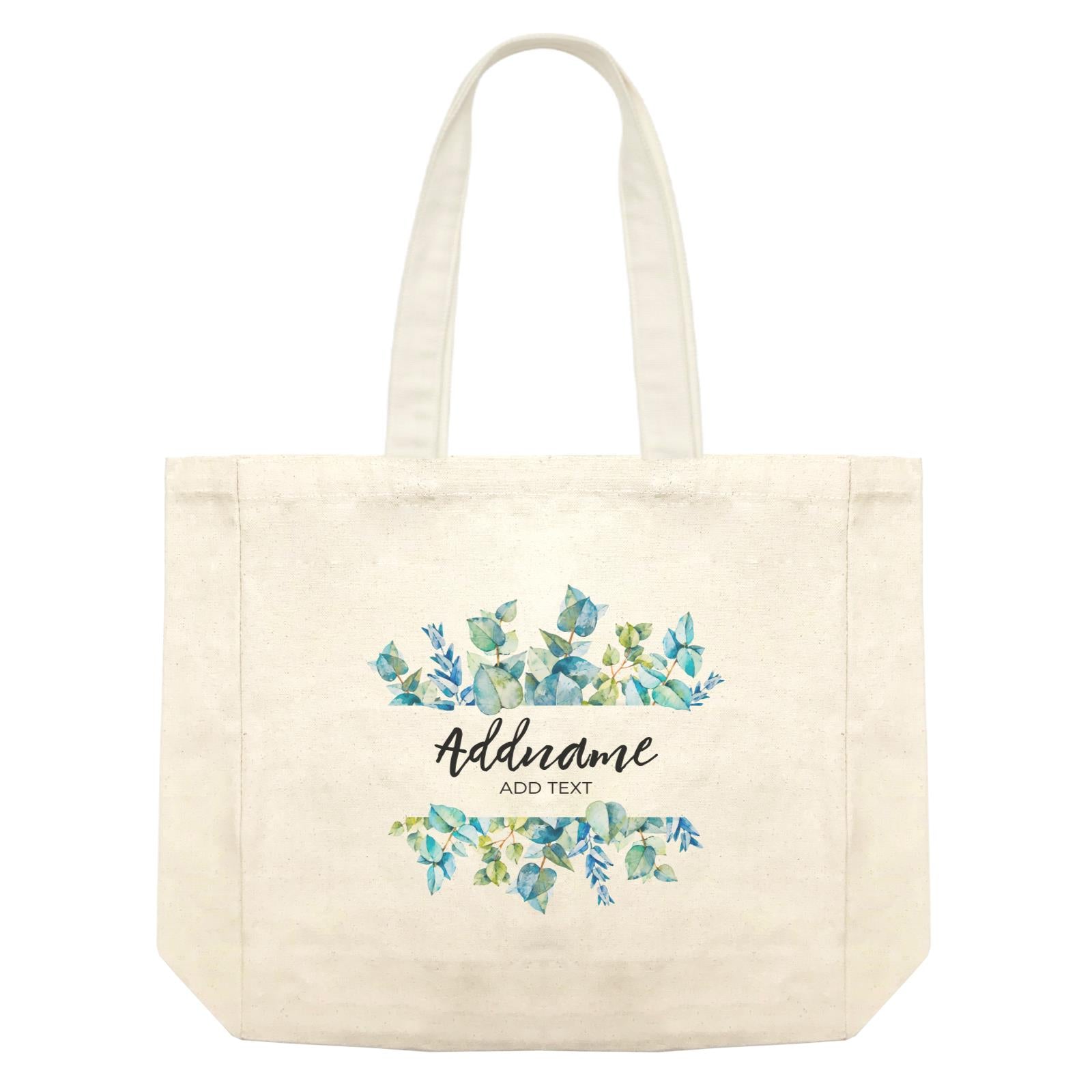 Add Your Own Text Teacher Blue Leaves Box Addname And Add Text Shopping Bag