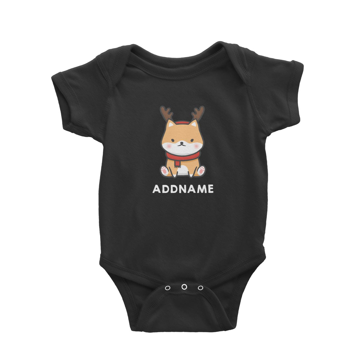 Xmas Cute Shiba Inu Sitting Addname Baby Romper