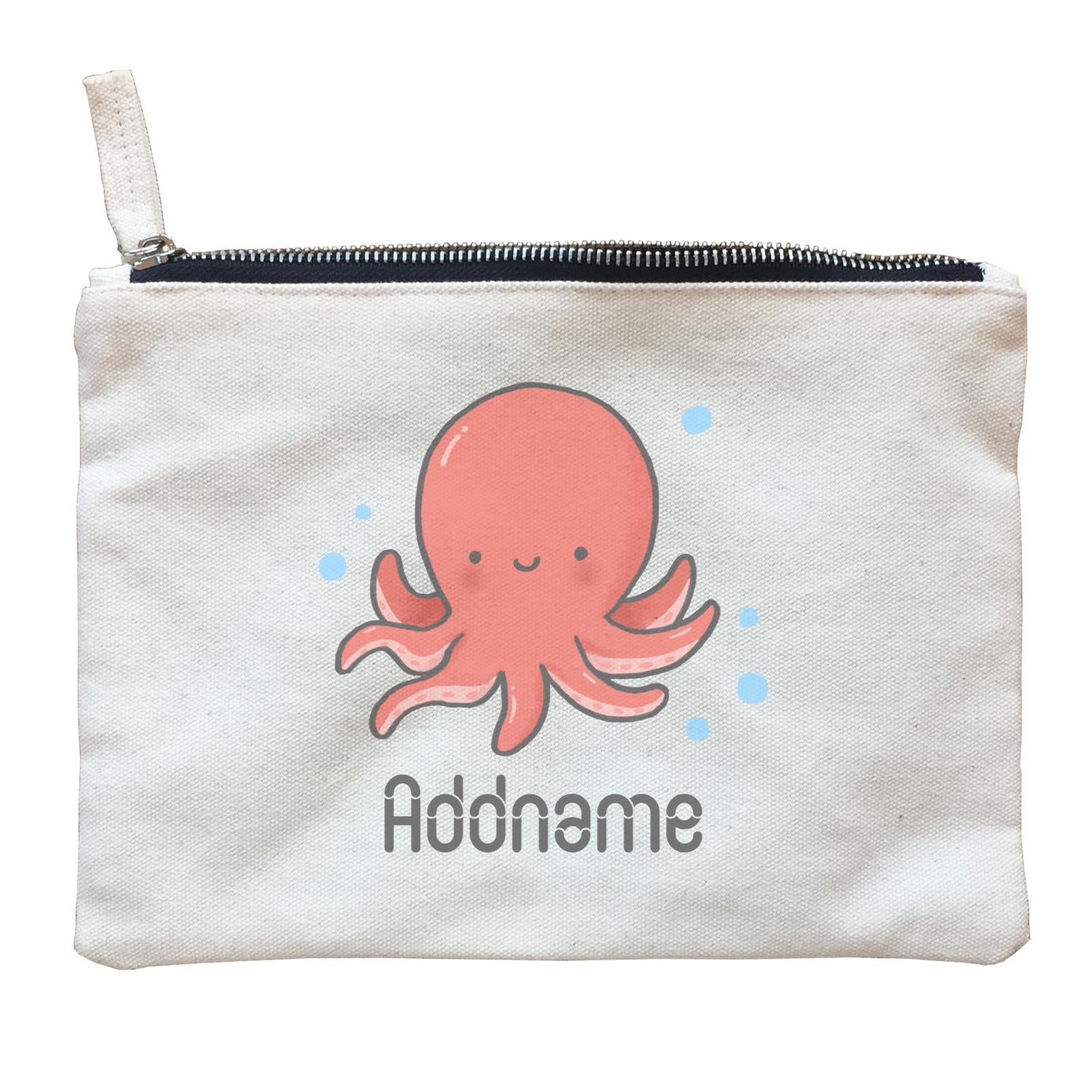 Cute Hand Drawn Style Octopus Addname Zipper Pouch