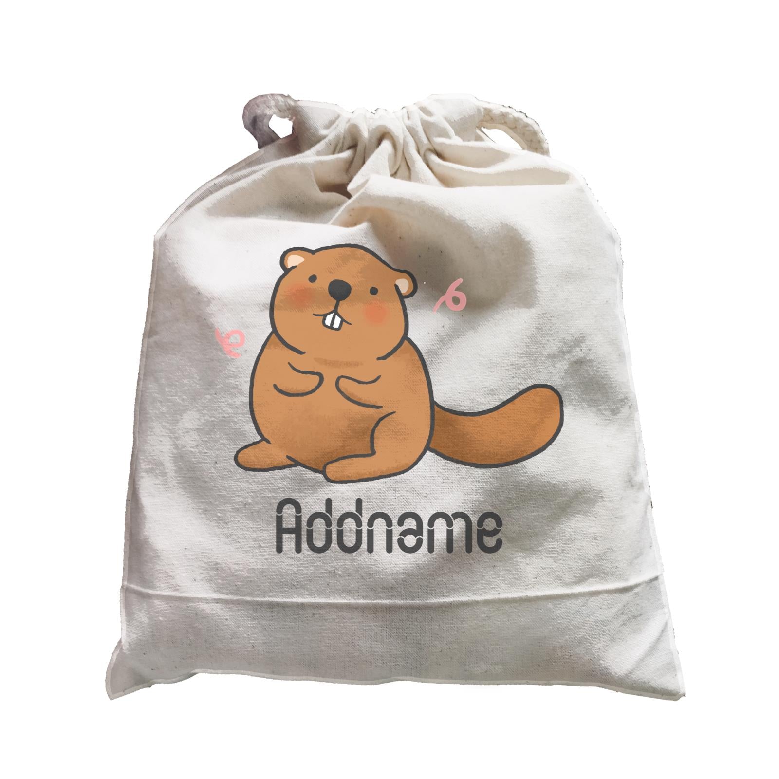 Cute Hand Drawn Style Beaver Addname Satchel