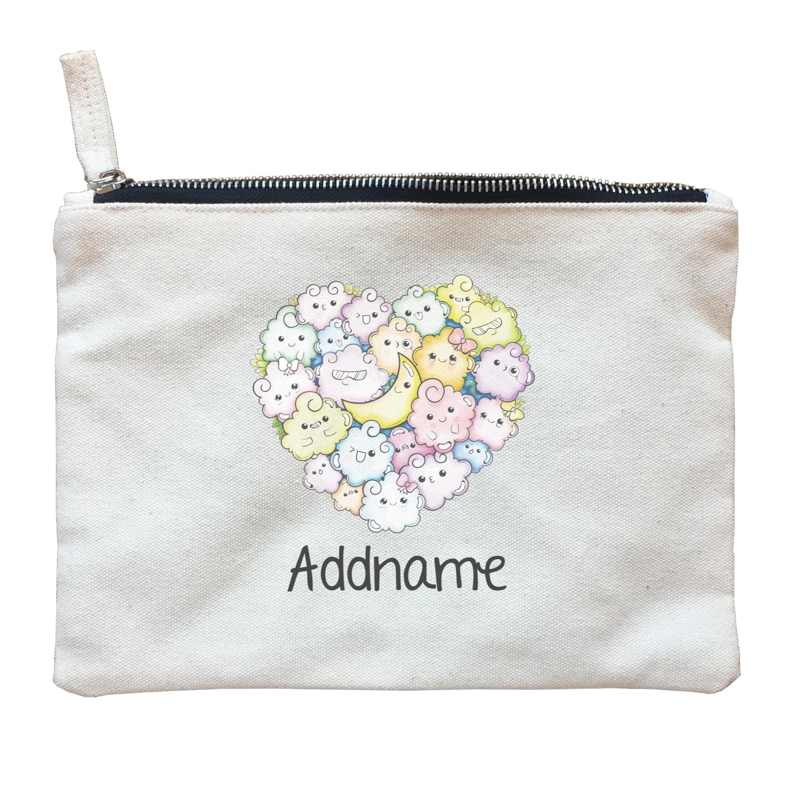 Cute Animals And Friends Series Cute Little Cloud Group Heart Addname Zipper Pouch