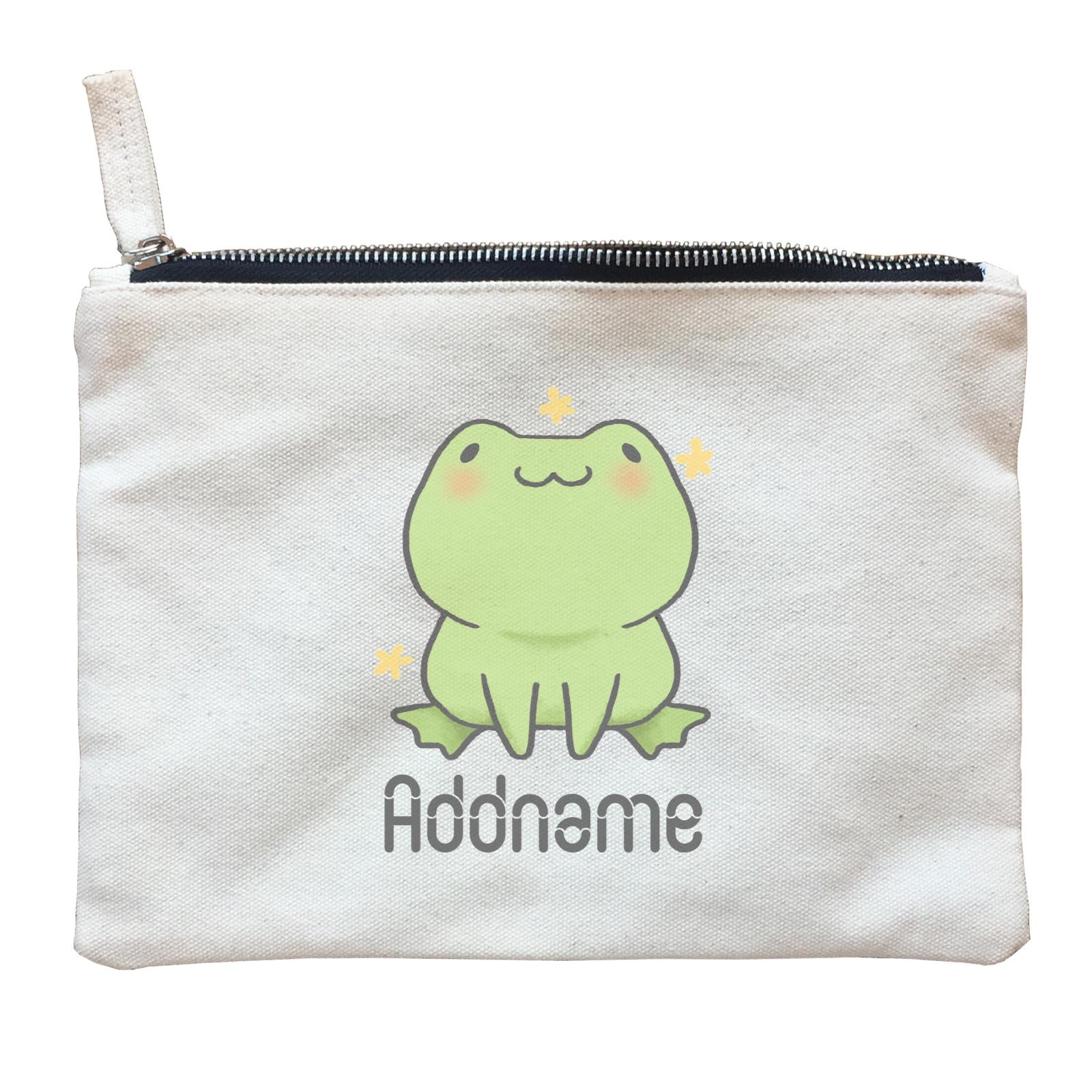 Cute Hand Drawn Style Frog Addname Zipper Pouch