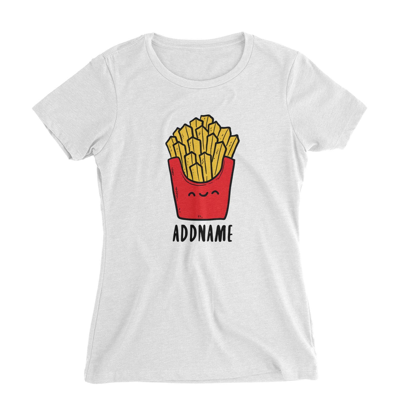 Fast Food Fries Addname Women's Slim Fit T-Shirt  Matching Family Comic Cartoon Personalizable Designs