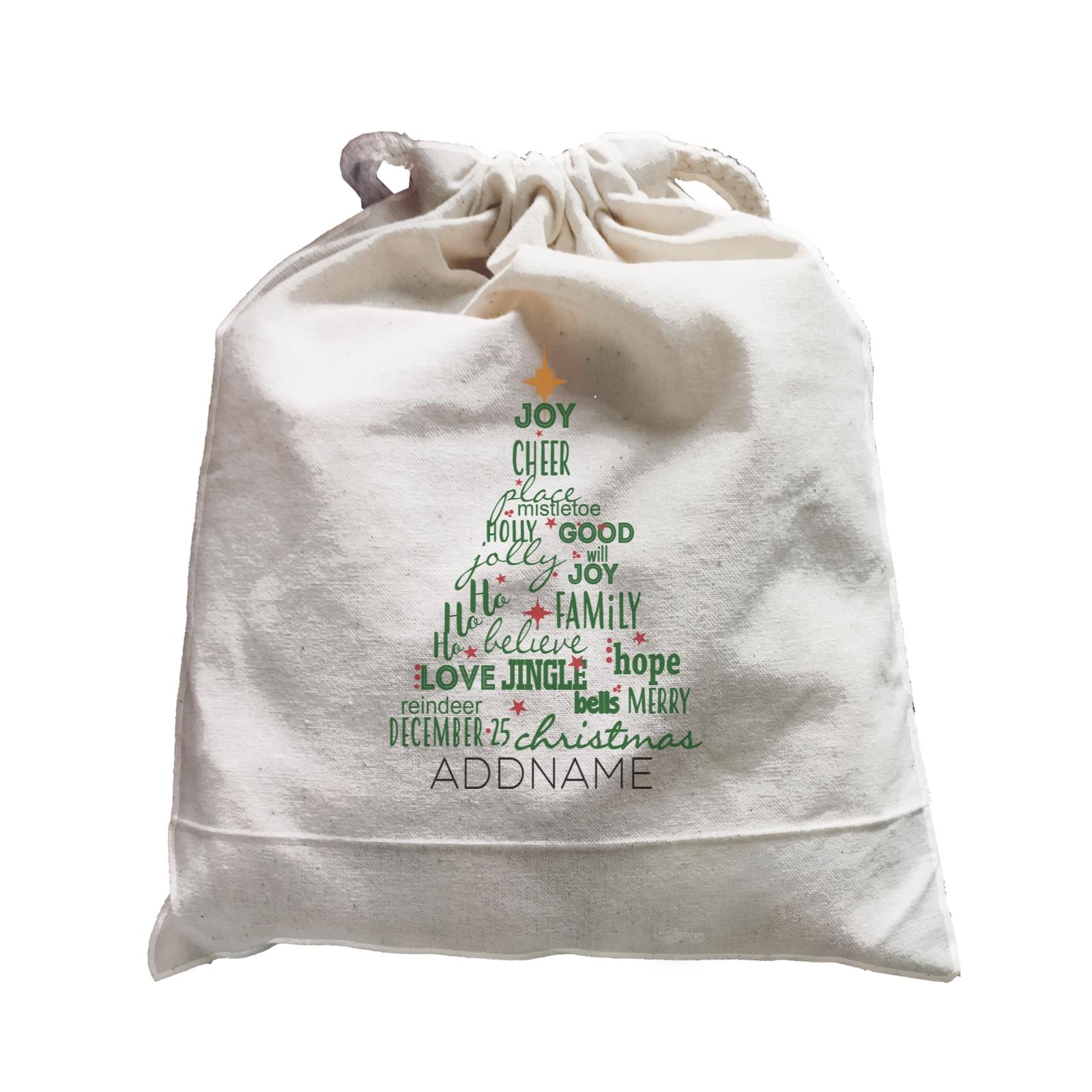 Xmas Christmas Tree with Blessings Words Satchel