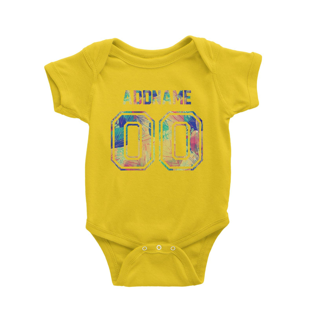Jersey Colourful Nature Pattern With Name and Number Baby Romper