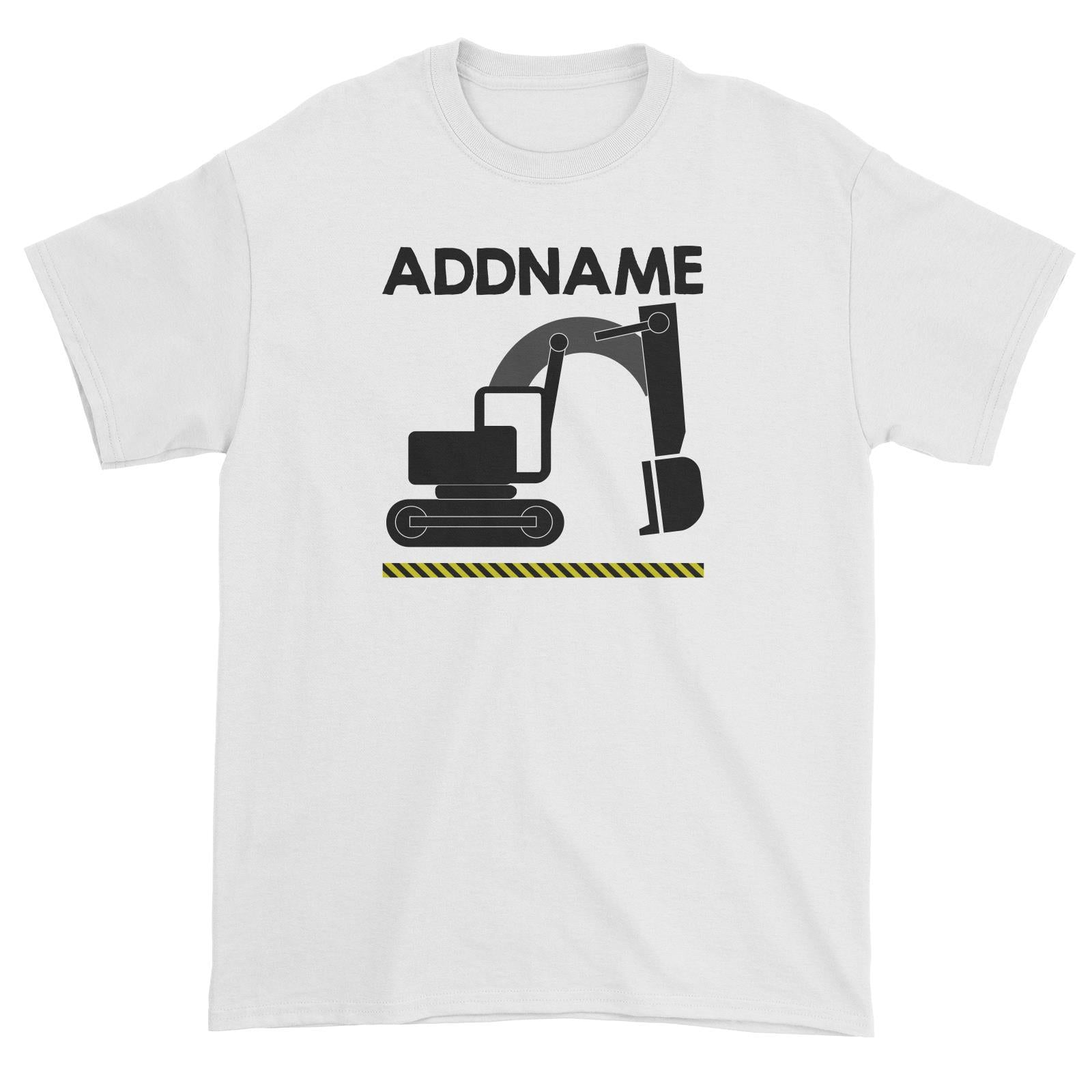 Construction Birthday Theme Bulldozer Addname Unisex T-Shirt