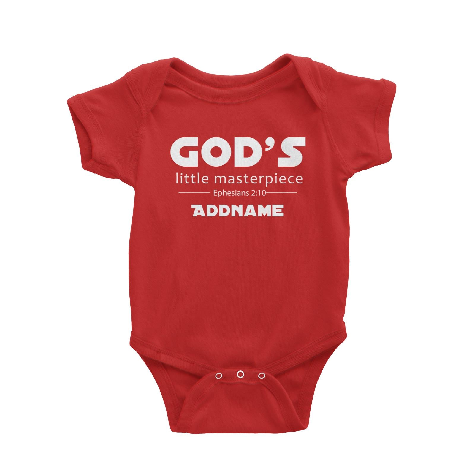 Christian Baby God's Little Masterpiece Ephesians 2.10 Addname Baby Romper
