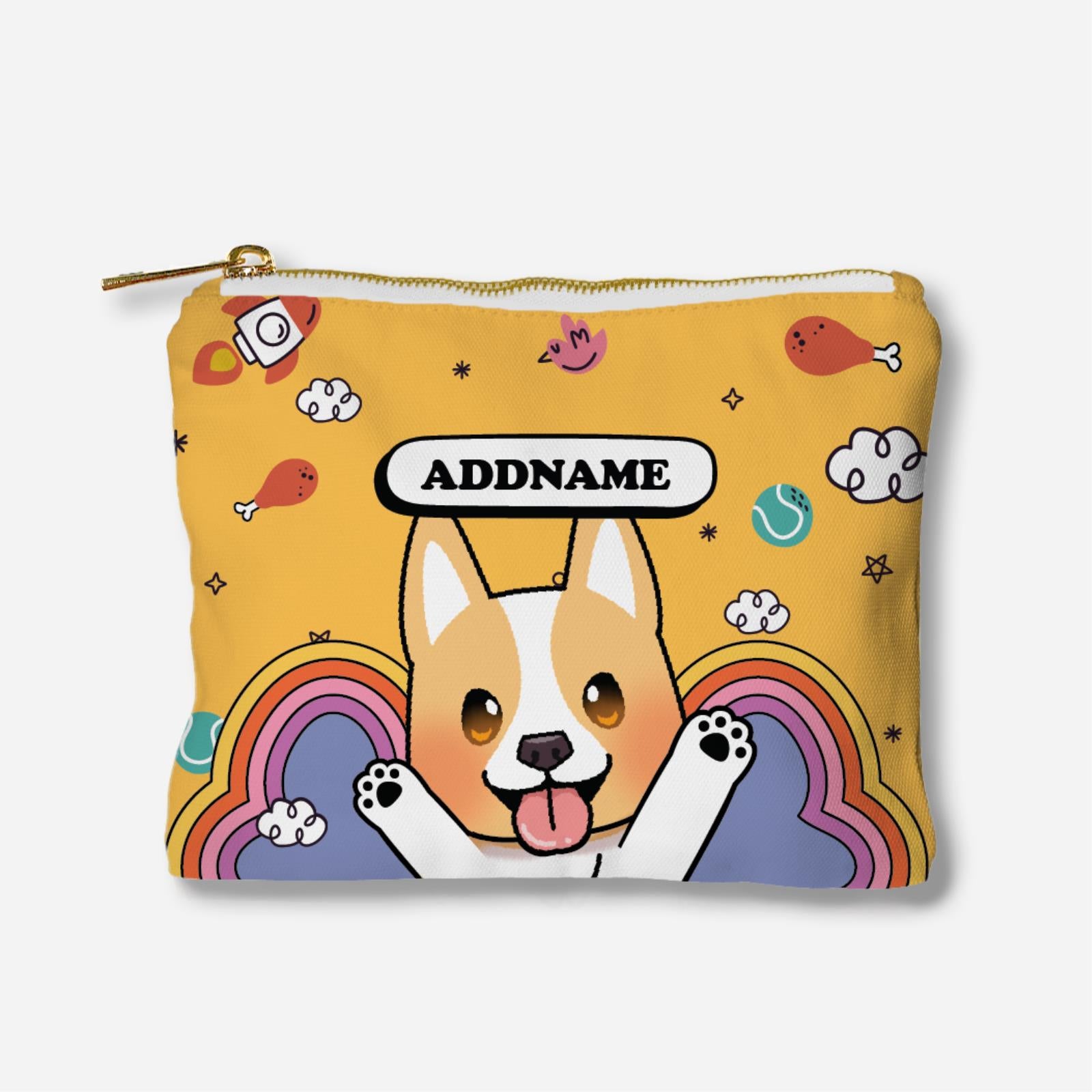 Paw Print Series Full Print Zipper Pouch - Corgi