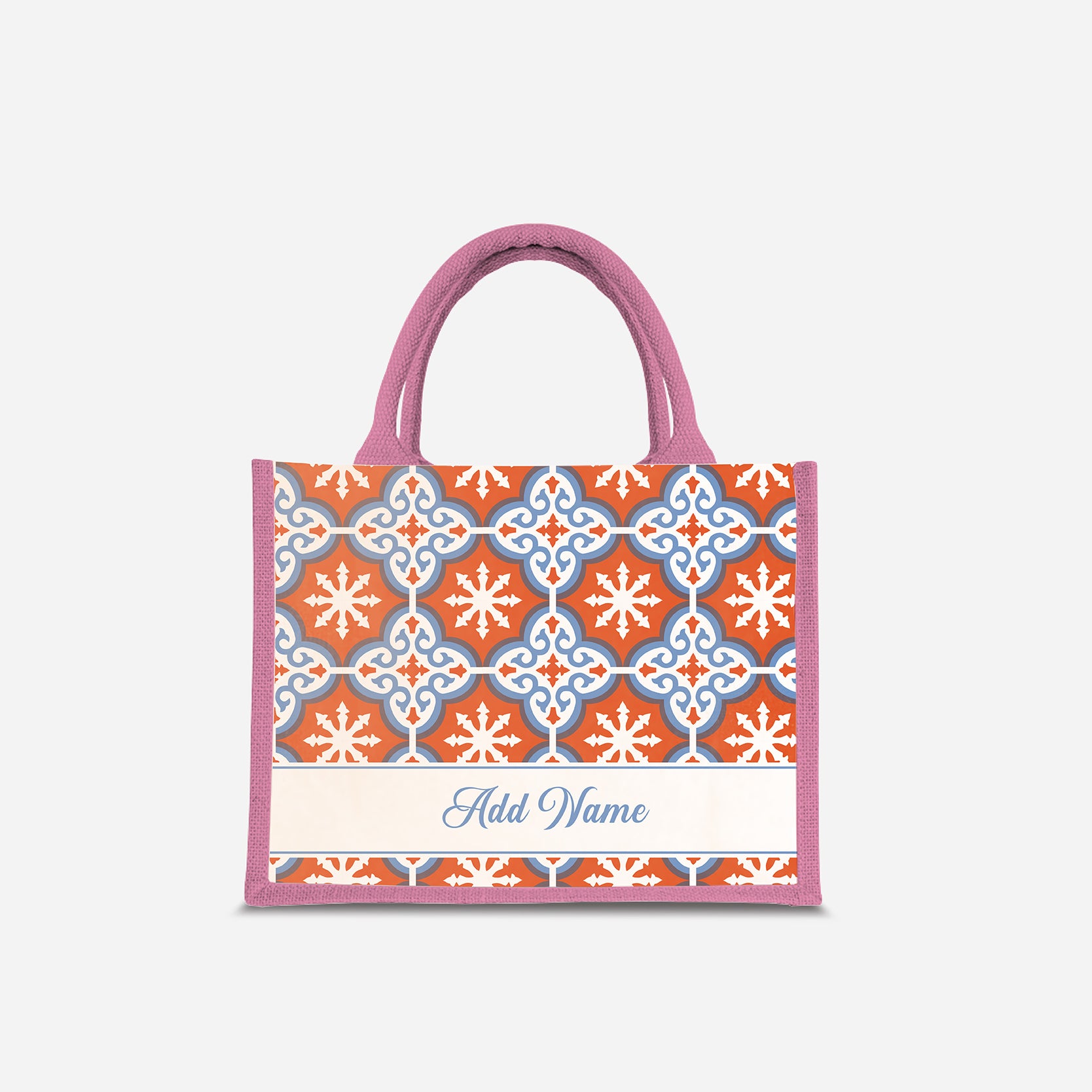 Moroccan Series Half Lining Small Jute Bag - Cherqi Light Pink
