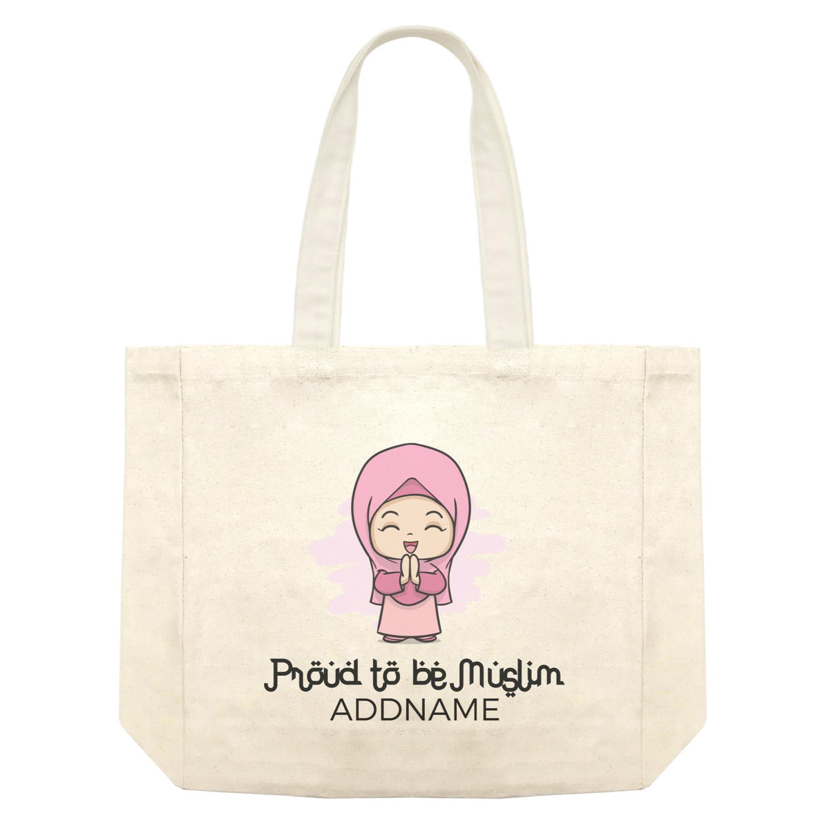 Proud To Be Muslim Happy Girl Addname Shopping Bag