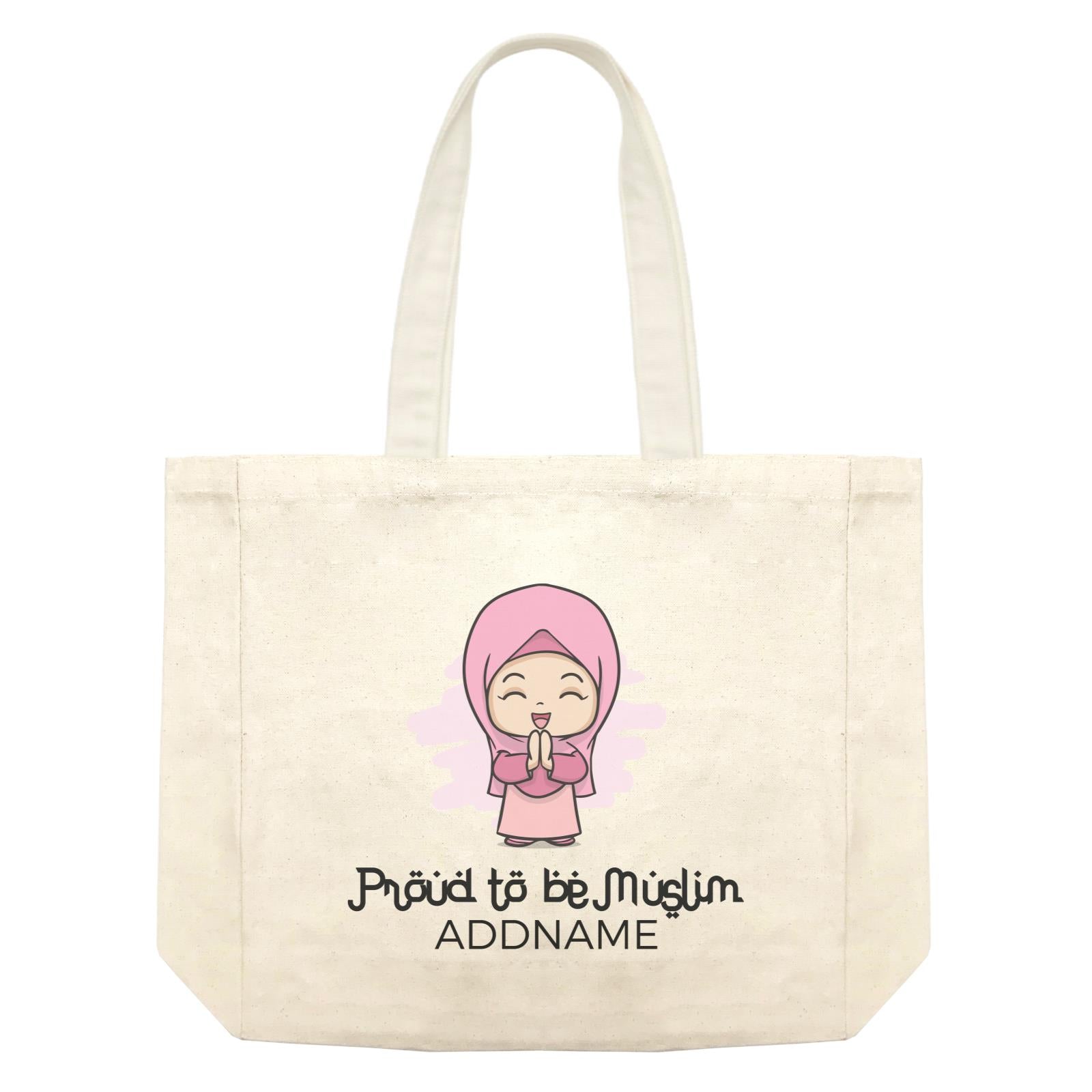 Proud To Be Muslim Happy Girl Addname Shopping Bag
