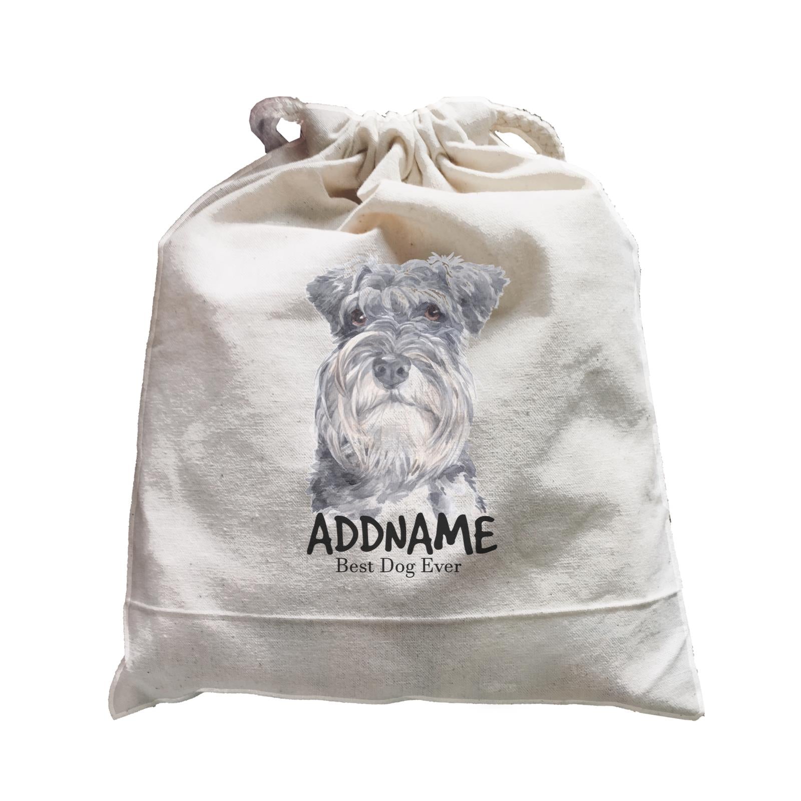Watercolor Dog Schnauzer Long Hair Best Dog Ever Addname Satchel