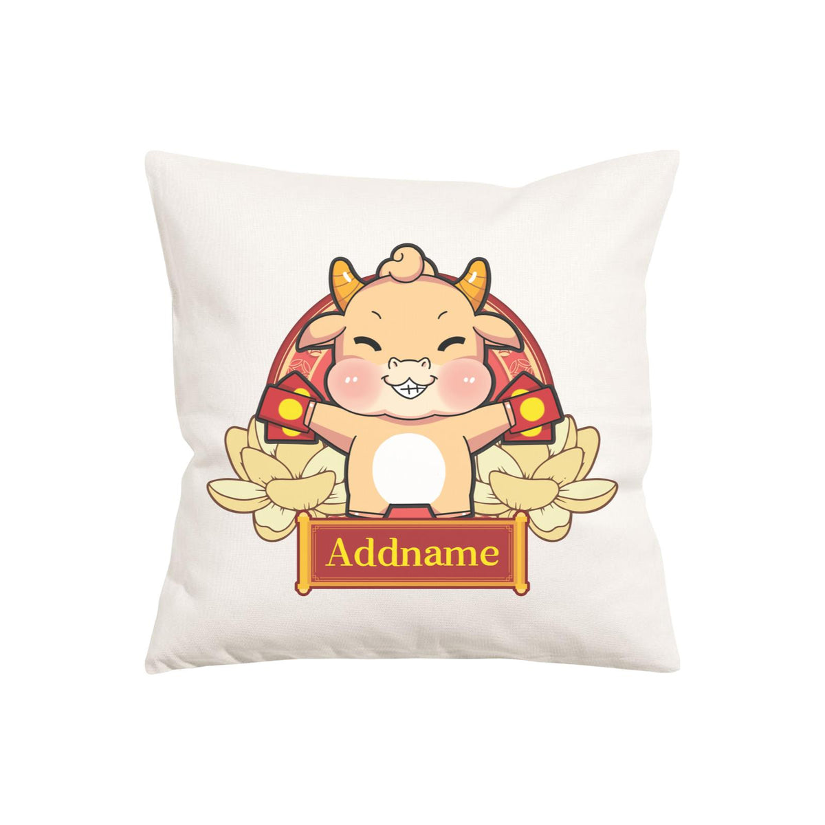 [CNY 2021] Gold Lotus Series Golden Cow with Angpao PW Cushion Cover with Inner Cushion