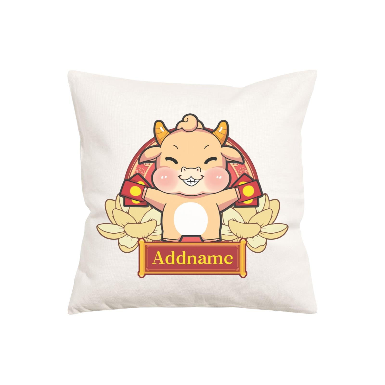 [CNY 2021] Gold Lotus Series Golden Cow with Angpao PW Cushion Cover with Inner Cushion
