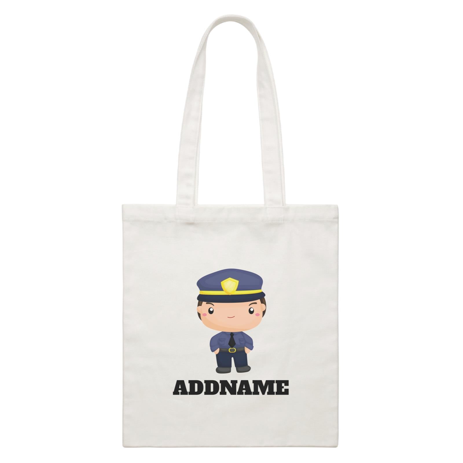 Birthday Police Officer Serious Boy In Suit Addname White Canvas Bag