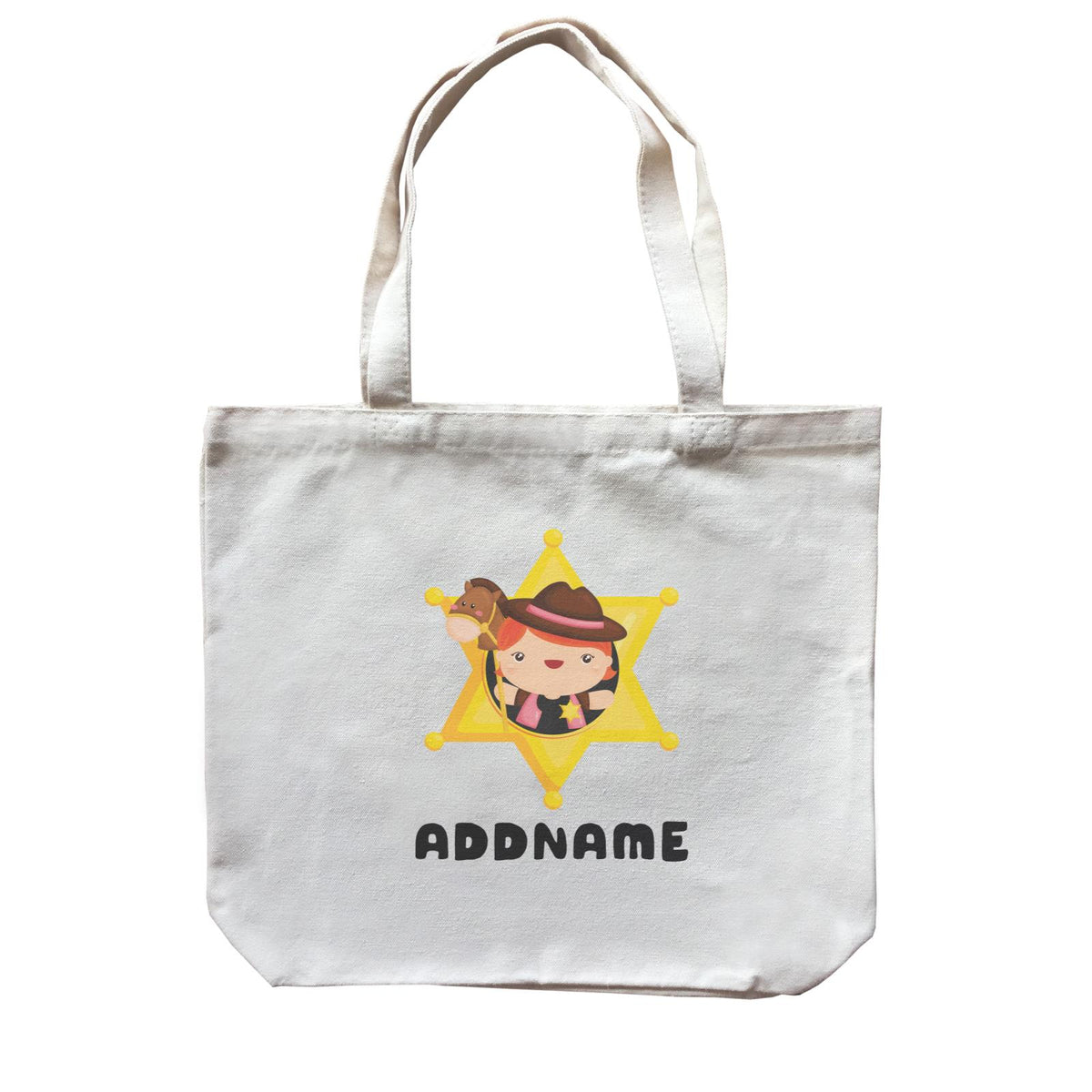 Birthday Cowboy Style Little Cowboy Holding Hoe In Star Badge Addname Canvas Bag