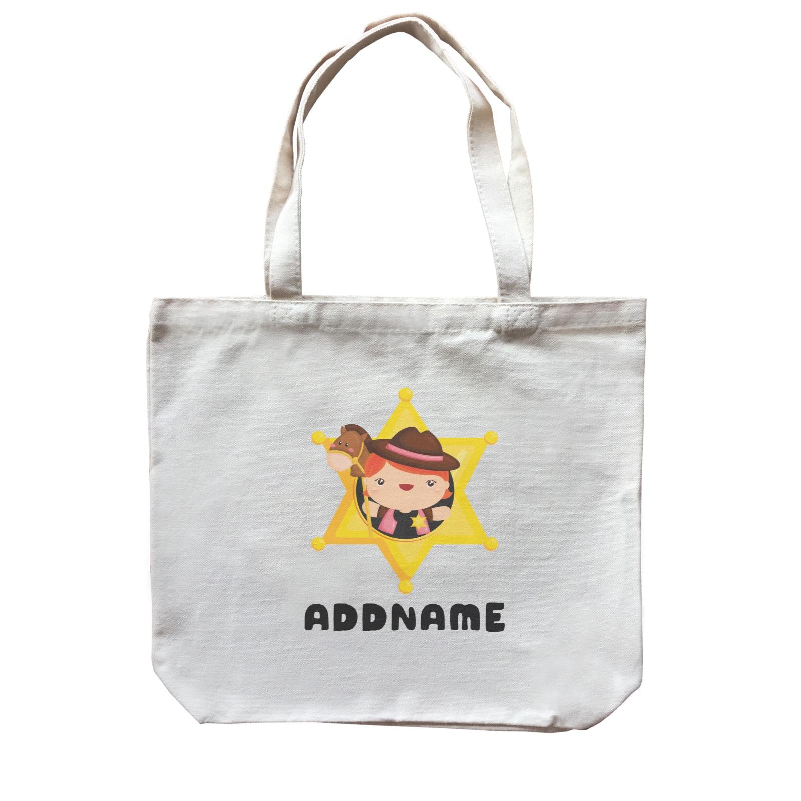 Birthday Cowboy Style Little Cowboy Holding Hoe In Star Badge Addname Canvas Bag