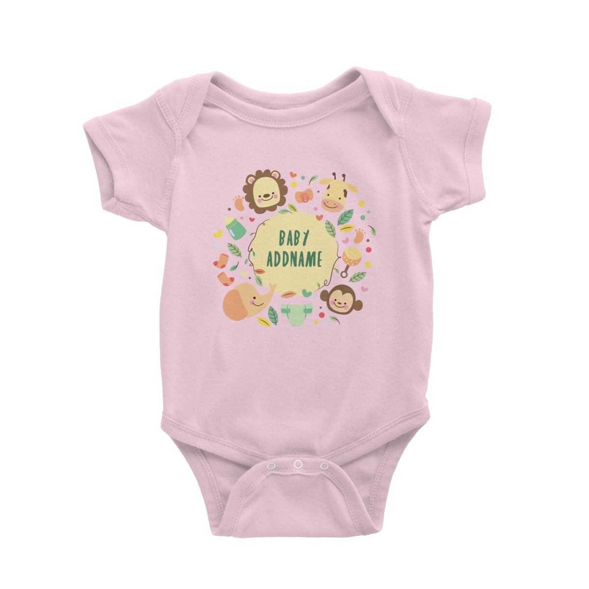 Baby Safari Animals with Addname Baby Romper