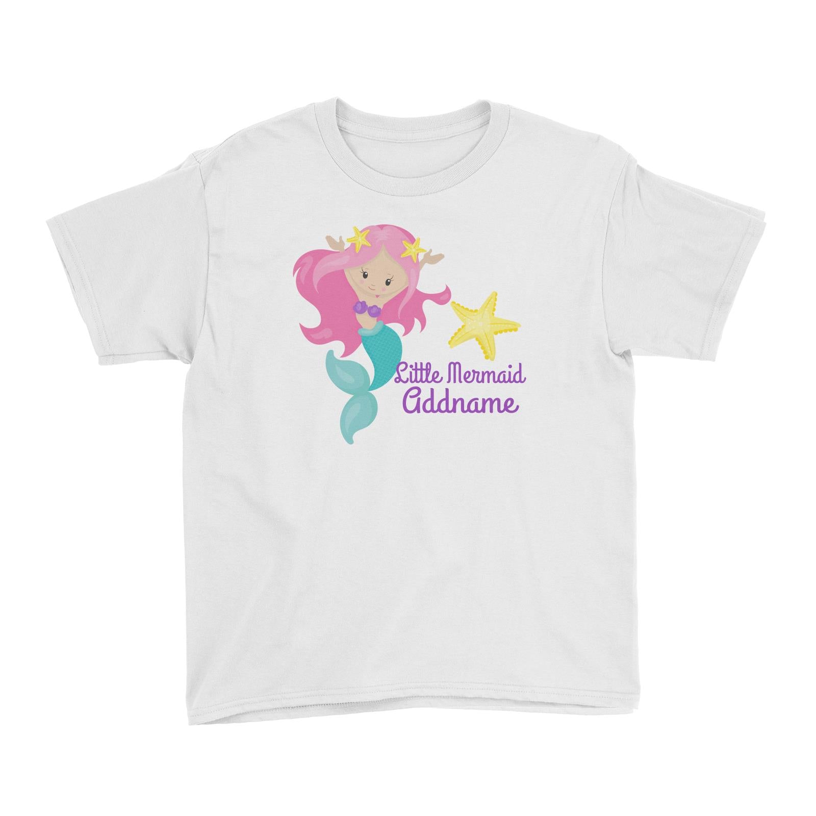 Little Mermaid Celebrating with Starfish Addname Kid's T-Shirt