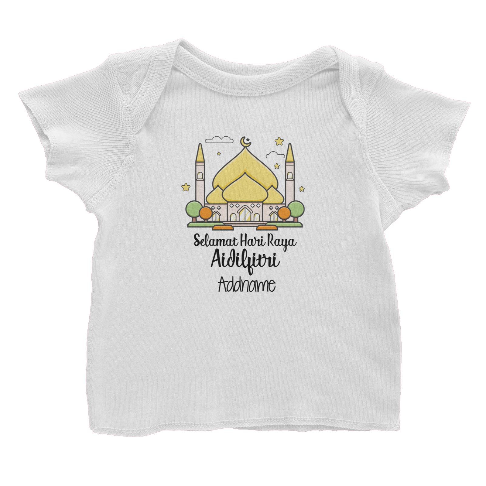 Raya Cute Mosque Cartoon Mosque Selamat Hari Raya Aidilfitri Addname Baby T-Shirt