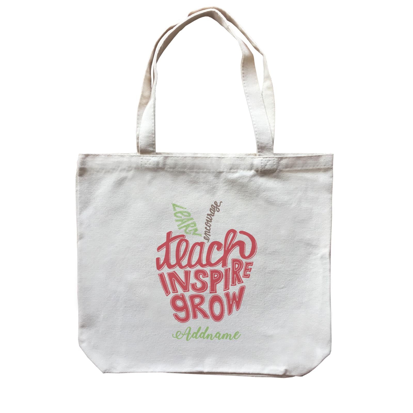Teacher Apple Learn Encourage Teacher Inspire Grow Addname Canvas Bag