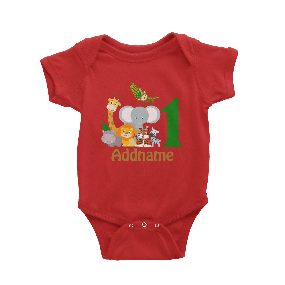 Animal Safari Jungle Birthday Theme Personalizable with Name and Number Baby Romper