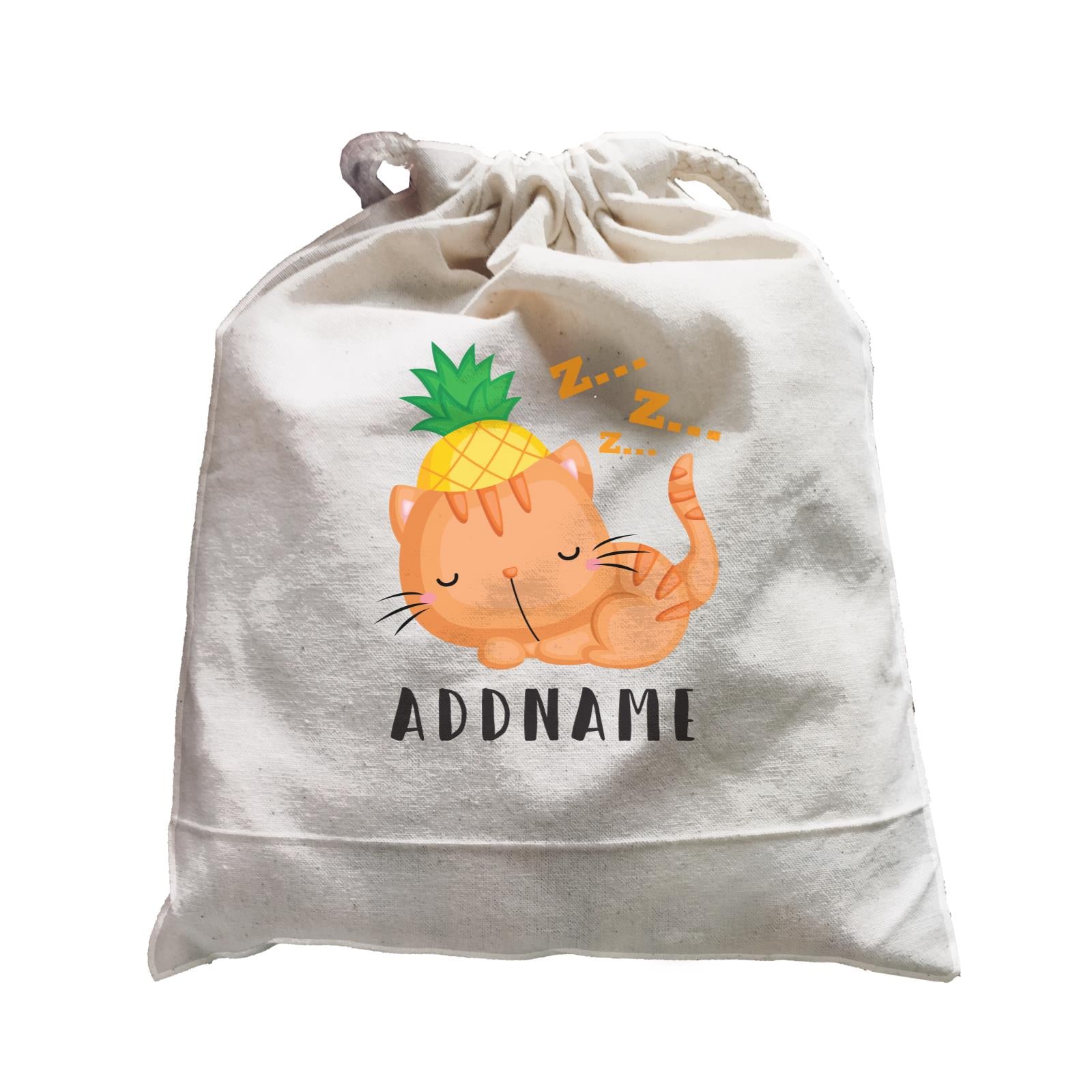 Birthday Hawaii Sleeping Cat Wearing Pineapple Hat Addname Satchel