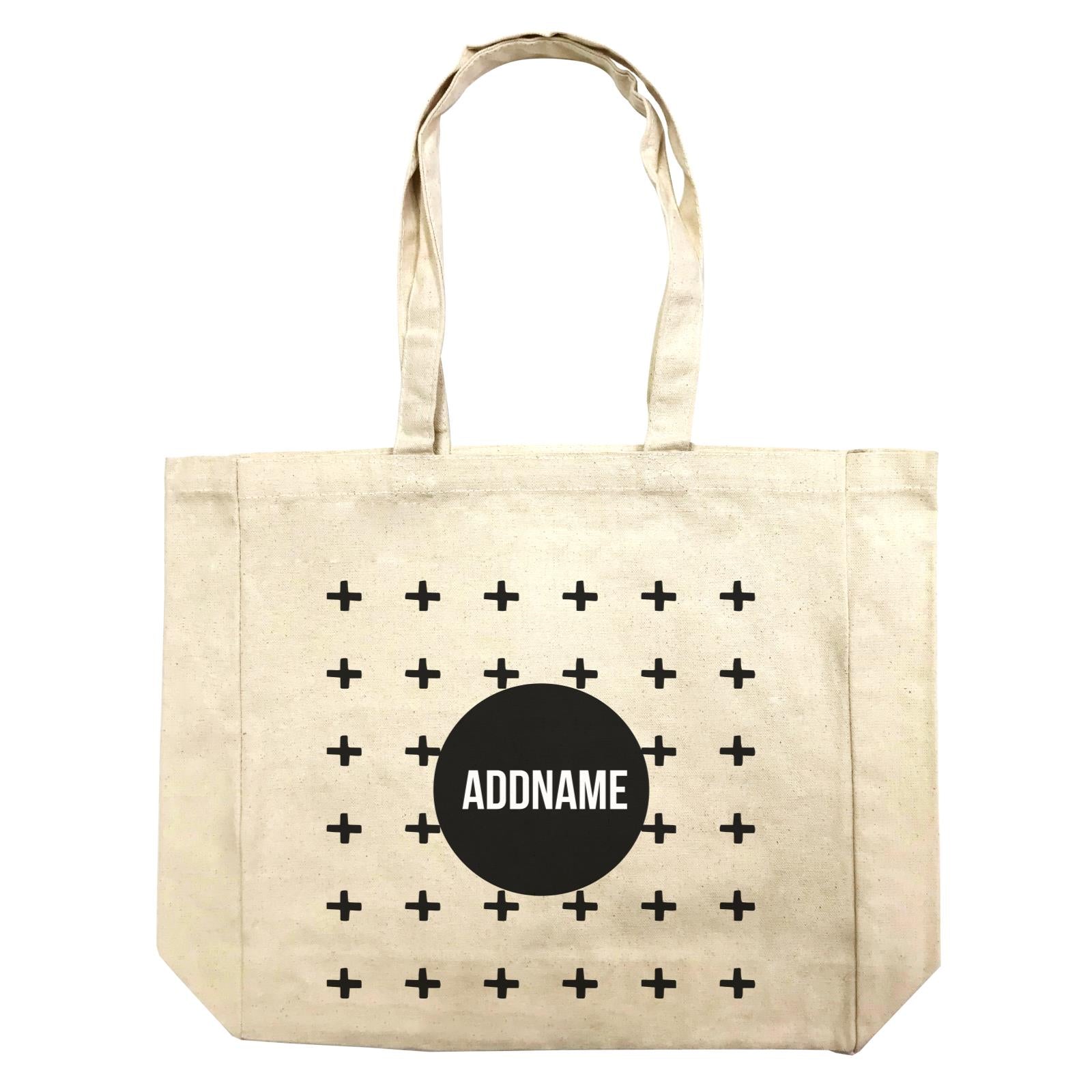 Monochrome Black Circle with Crosses Addname Shopping Bag