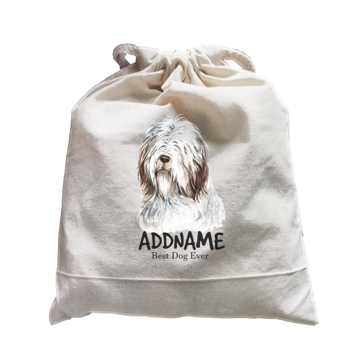 Watercolor Dog Bearded Collie Best Dog Ever Addname Satchel
