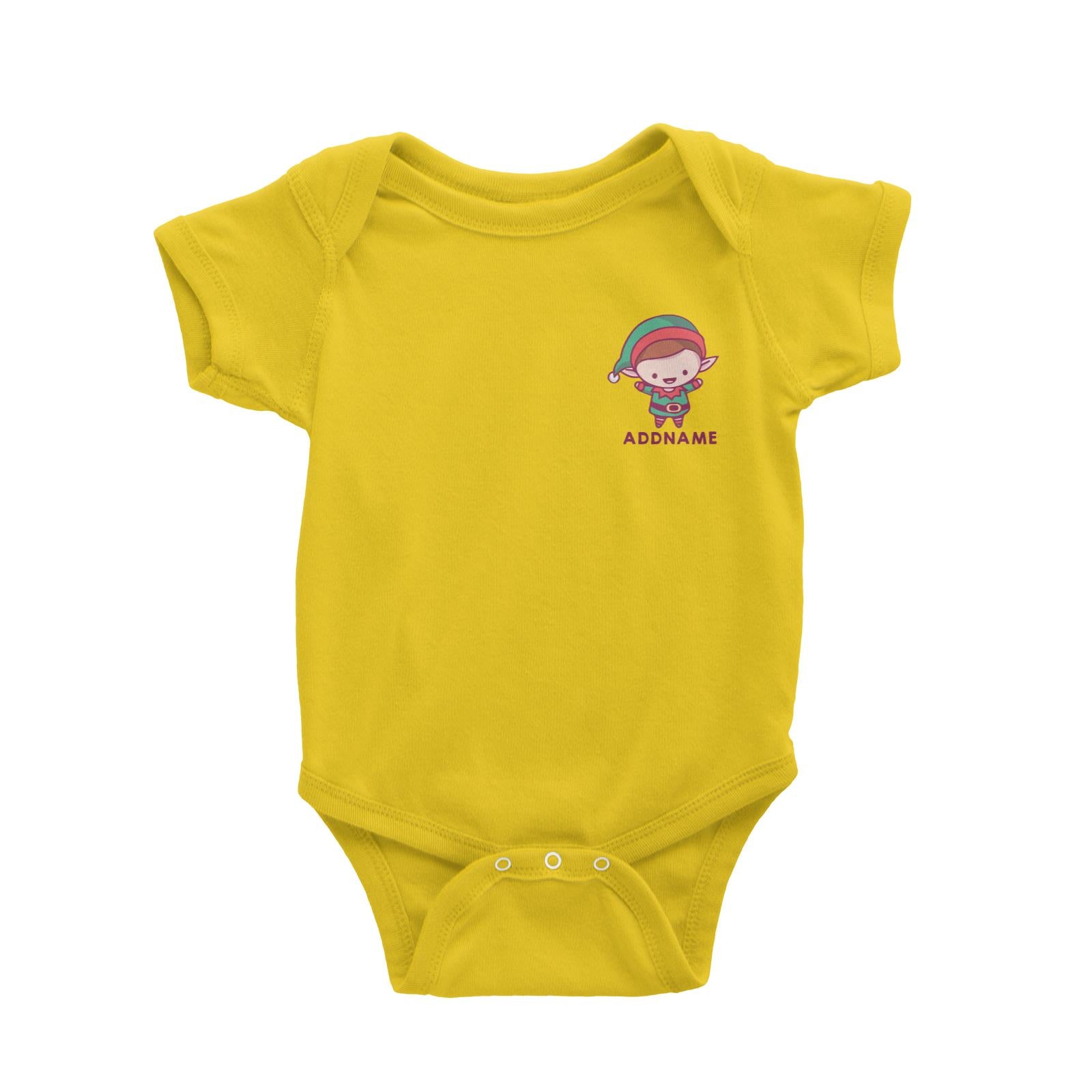 Christmas Cute Pocket Elf Addname Baby Romper