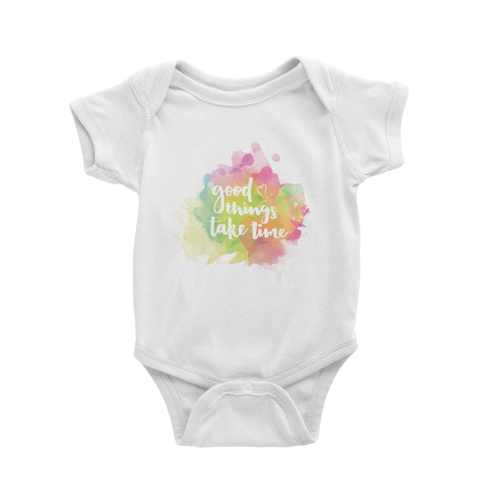 Good Things Take Time White Baby Romper