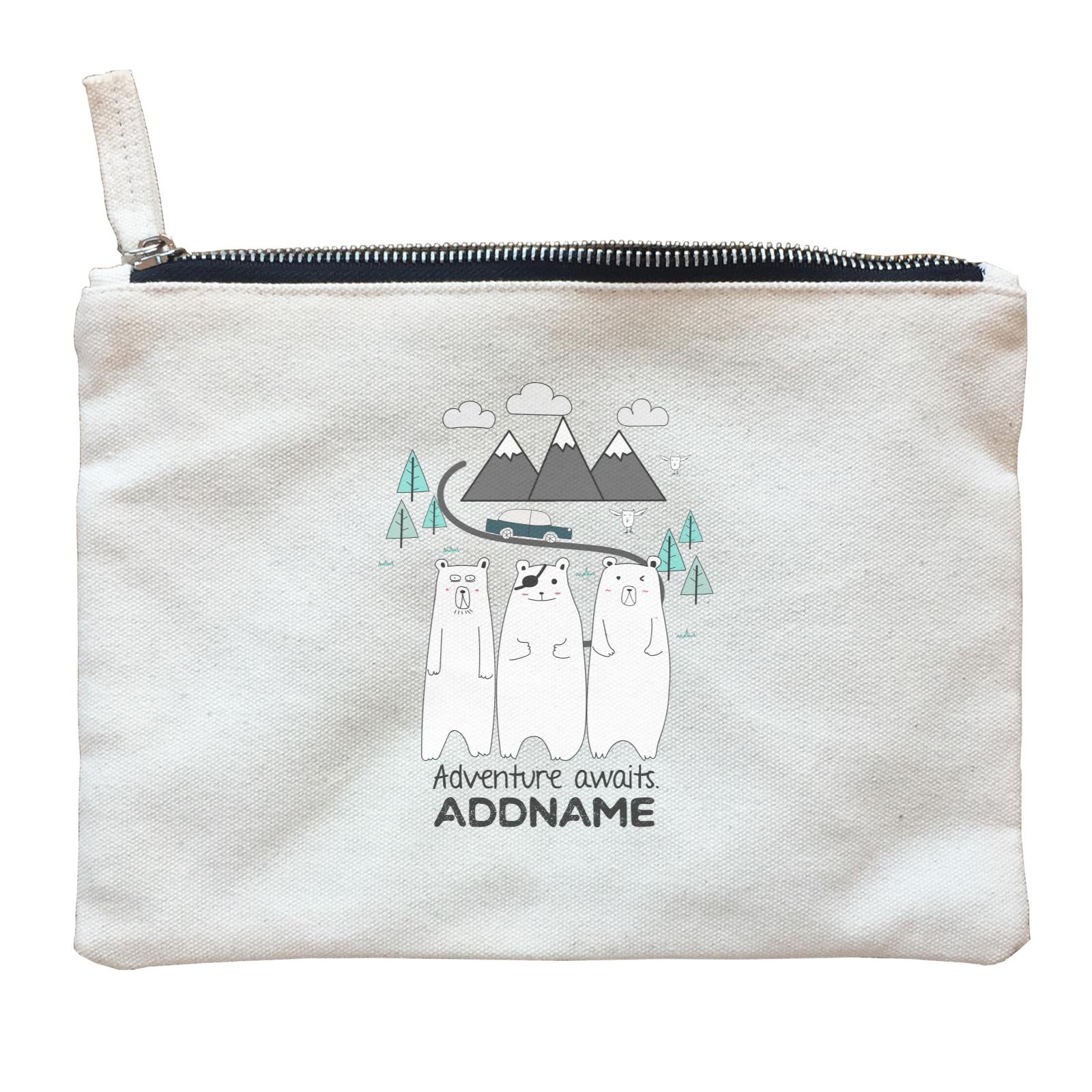 Cute Animals And Friends Series Adventure Awaits Bears Group Addname Zipper Pouch