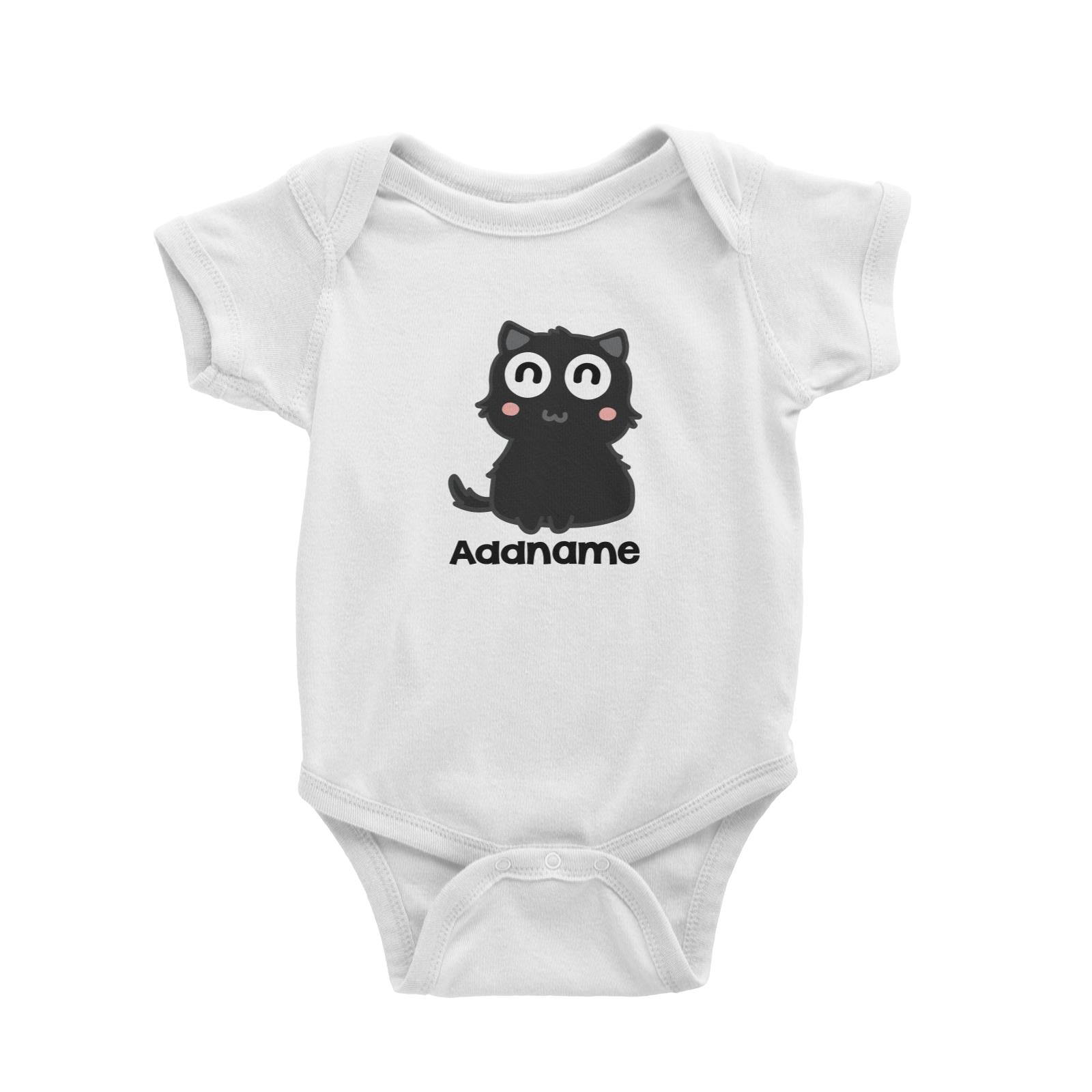 Drawn Adorable Cats Black Addname Baby Romper