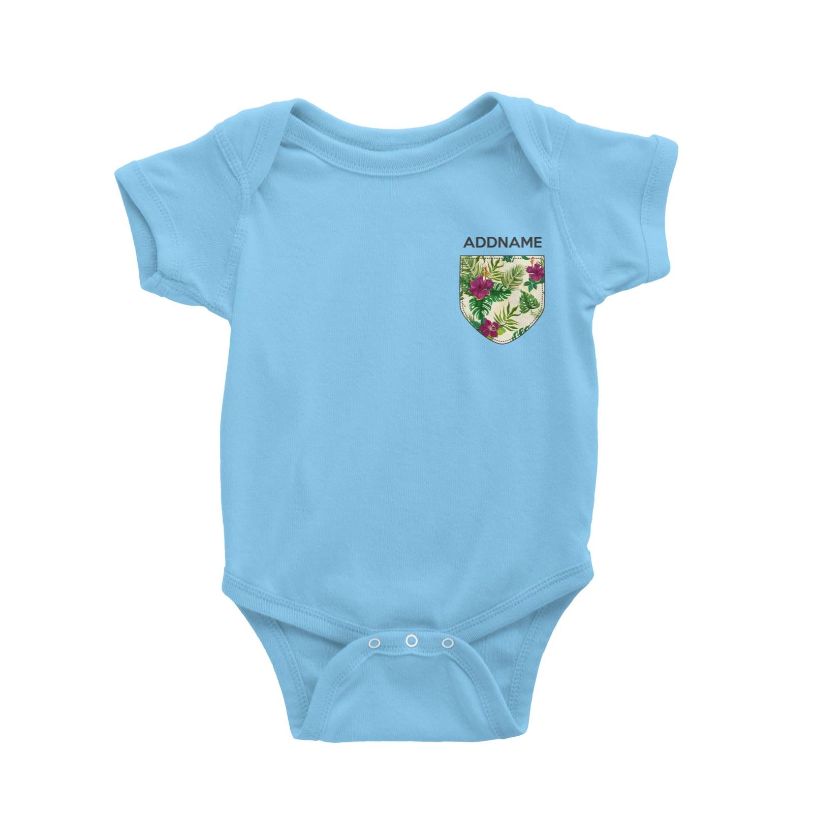 Raya Pocket Batik Purple Bunga Raya Pattern Addname Baby Rompers