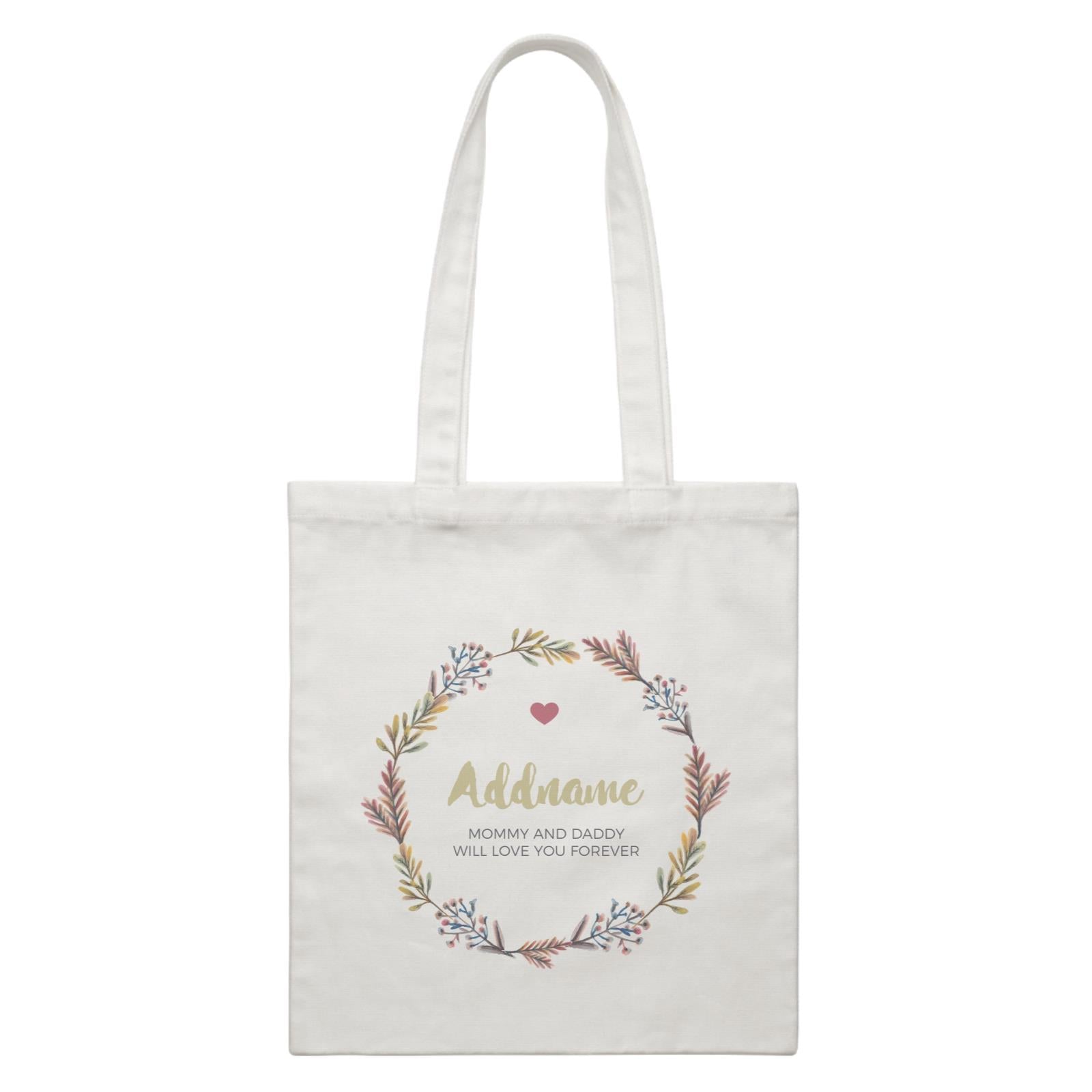 Autumn Colours Wreath Personalizable with Name and Text White Canvas Bag