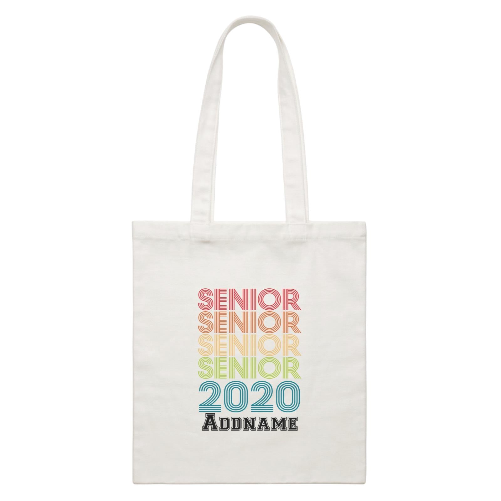 Graduation Series Senior in Rainbow Colors White Canvas Bag