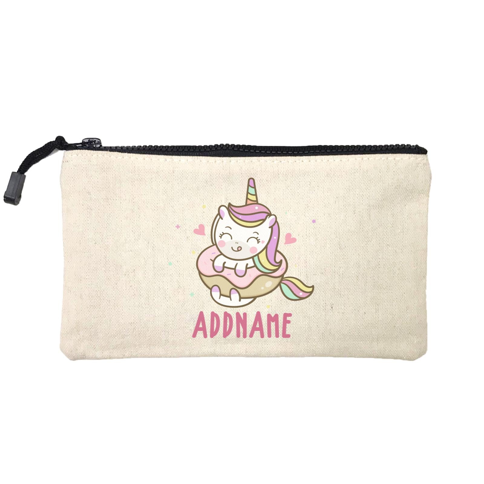 Unicorn And Princess Series Unicorn Eating Donut Addname Mini Accessories Stationery Pouch