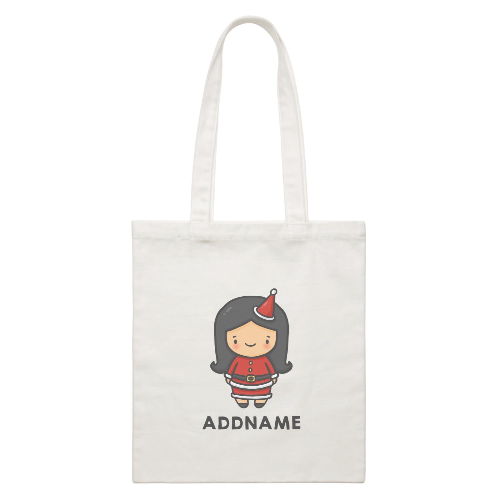 Xmas Cute Girl Addname White Canvas Bag