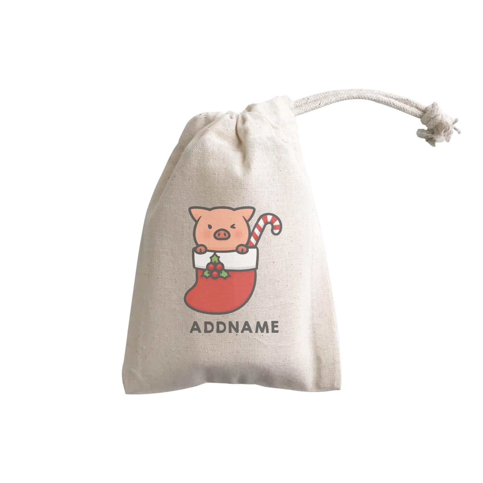 Xmas Cute Pig In Christmas Sock Addname GP Gift Pouch