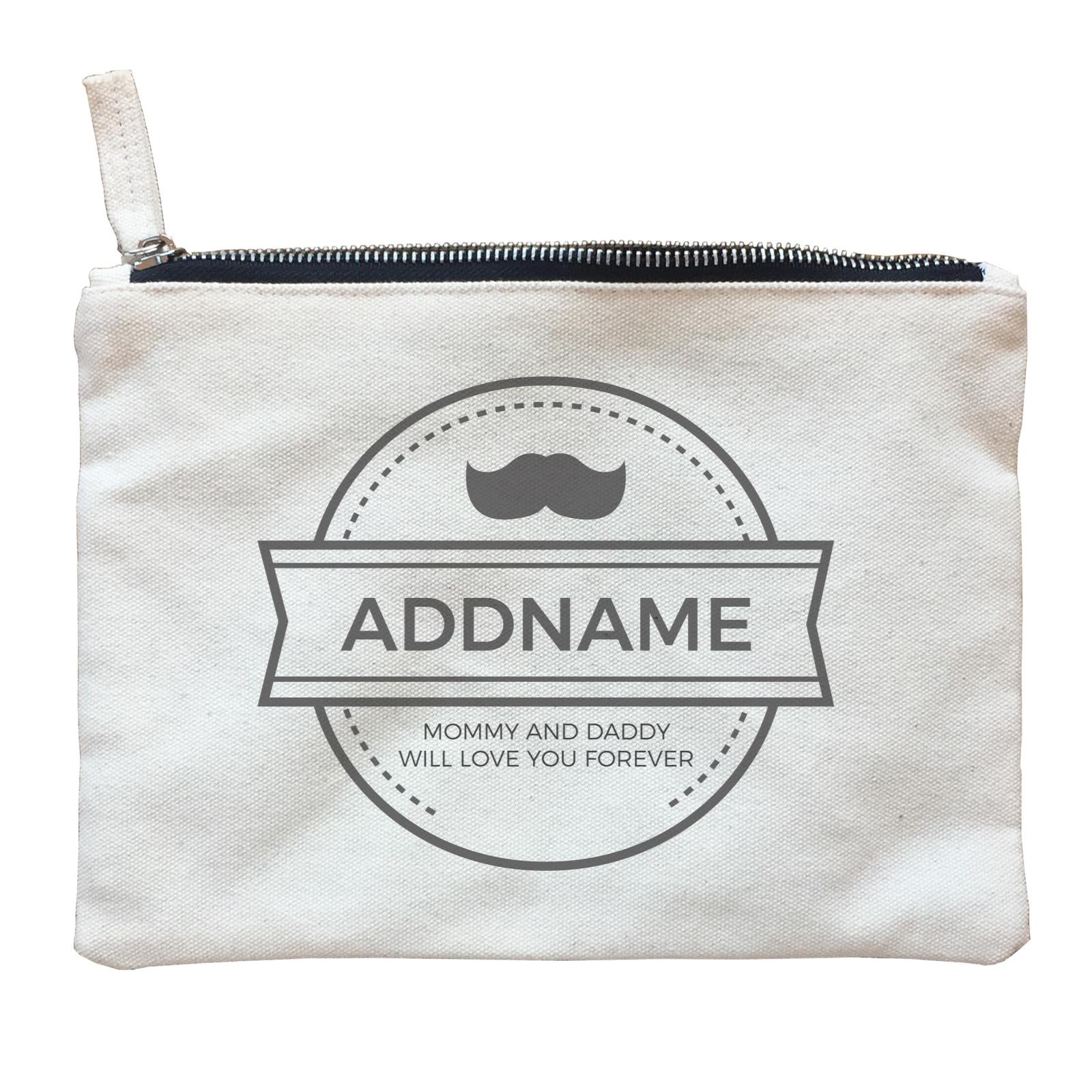 Moustache Emblem Personalizable with Name and Text Zipper Pouch