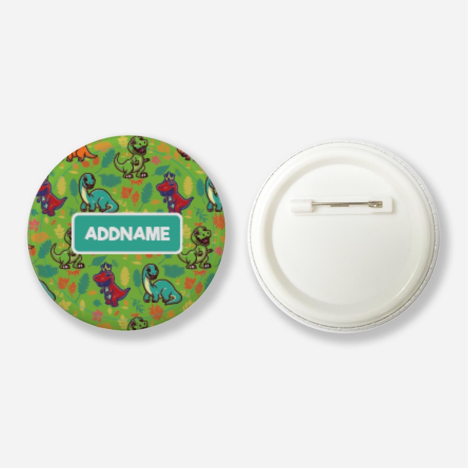 Adopt A Plushie Button Badge With Back Pin  - Brave Dino