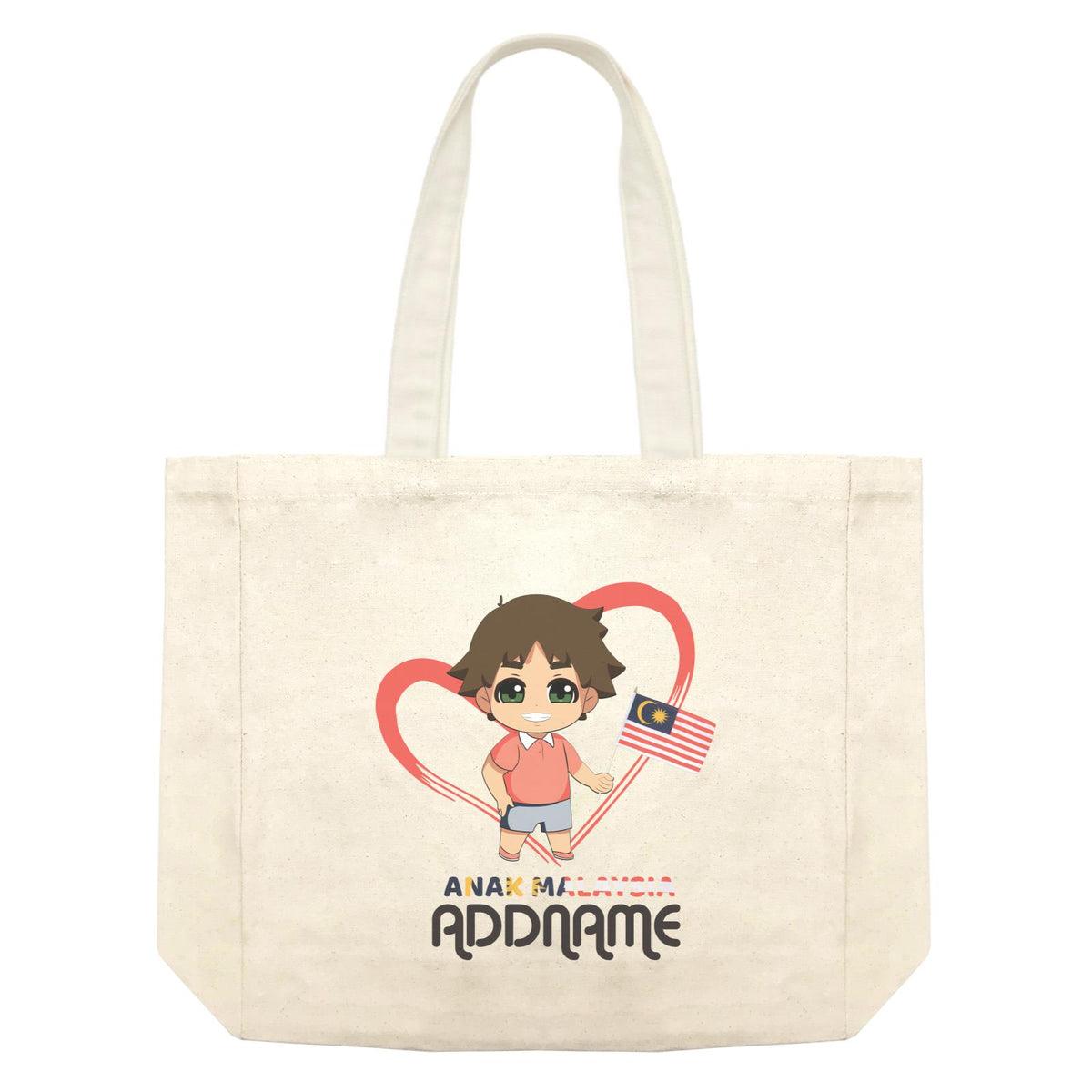 Merdeka Series Anak Malaysia Love Chinese Boy Addname Shopping Bag