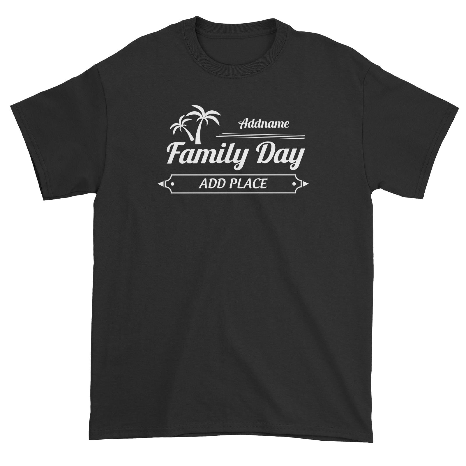 Family Day Tropical Coconut Tree Boarder Family Day Addname And Add Place Unisex T-Shirt