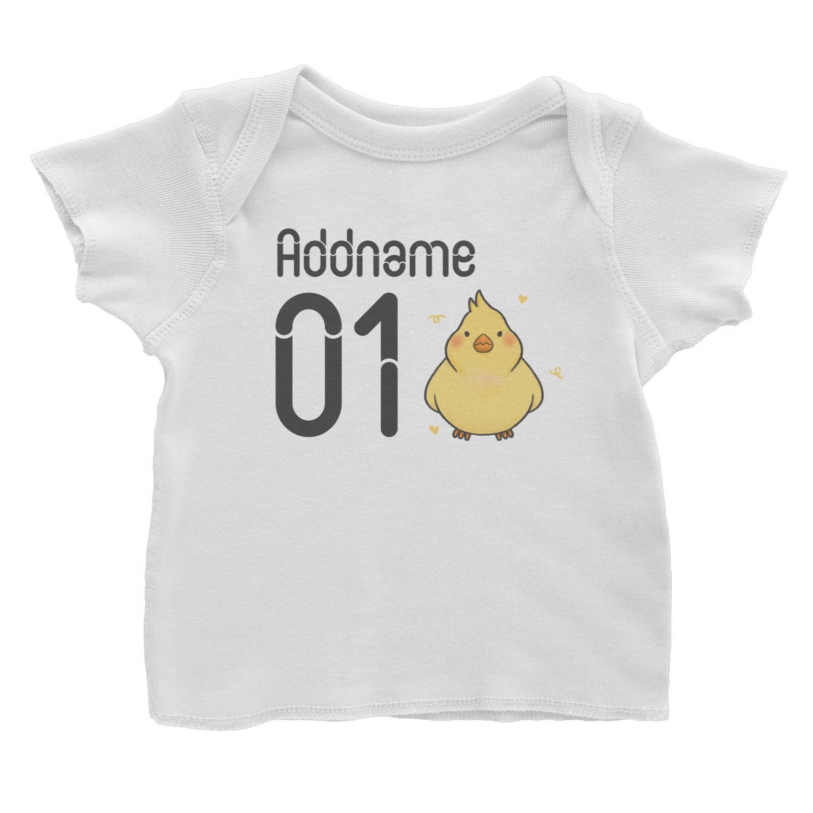 Name and Number Cute Hand Drawn Style Chick Baby T-Shirt