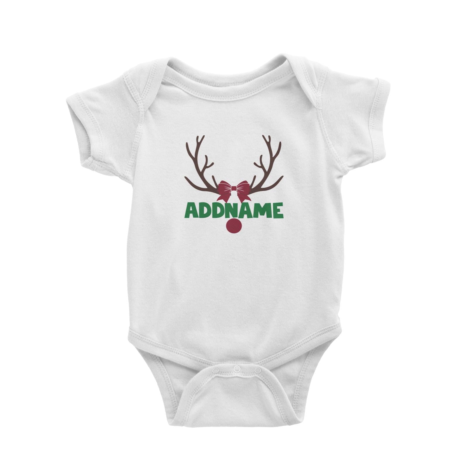 Xmas Rudolf Antler and Nose with Ribbon Baby Romper